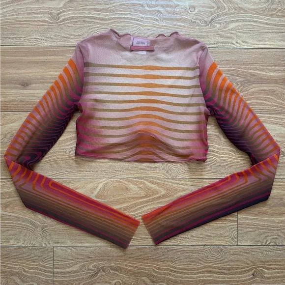 [jean paul gaultier] body morphing stripes crop mesh top - Picture 14 of 14